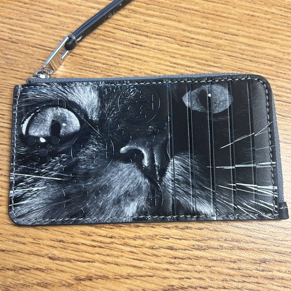 NWOT Tory Burch monogram cat print zip card - Picture 2 of 4